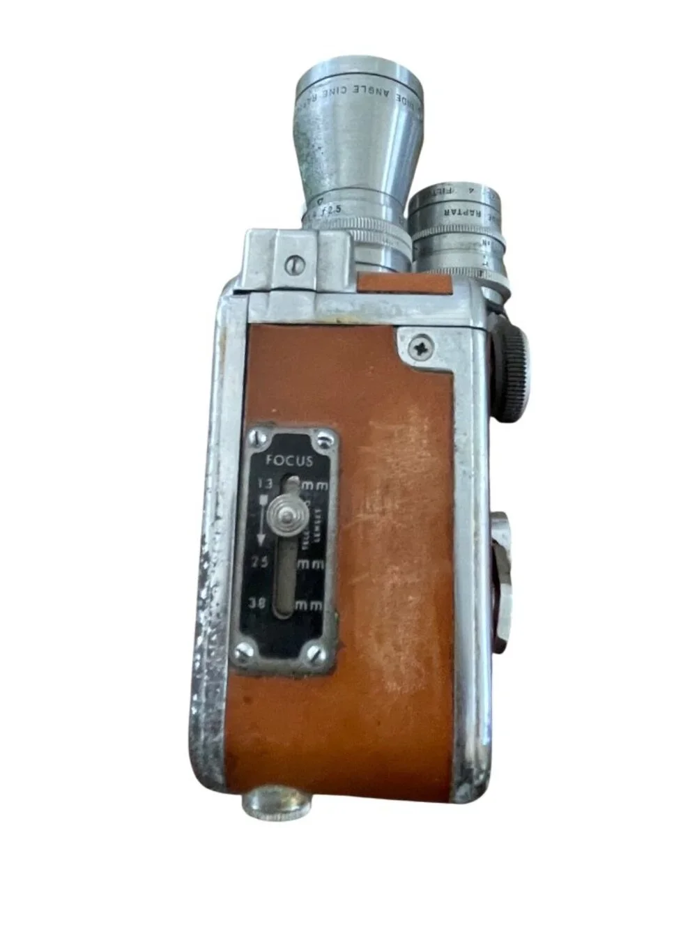 Vintage DeJur Triple Turret 8mm Movie Camera With Leather Finish Untested